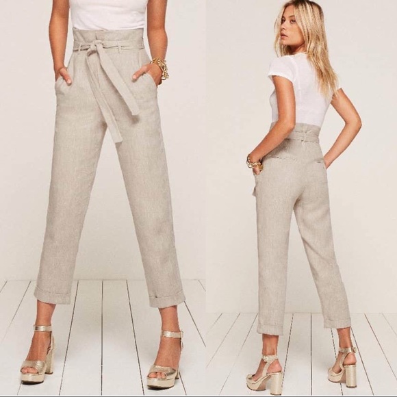 Reformation Pants - {Reformation} Fisher Linen Paperbag Trousers